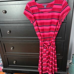Tommy Hilfiger Red and Pink Striped Midi Dress